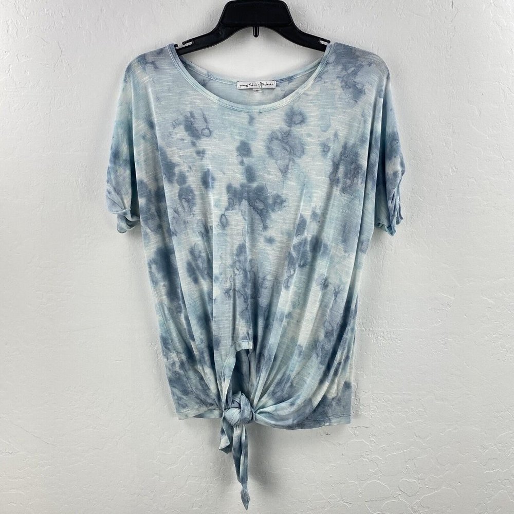 Young Fabulous & Broke Tie Dye Womens Top S Tie‎ Front Top Blue Stretchy